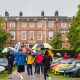 Collection of sports cars on show in gardens of Newby Hall