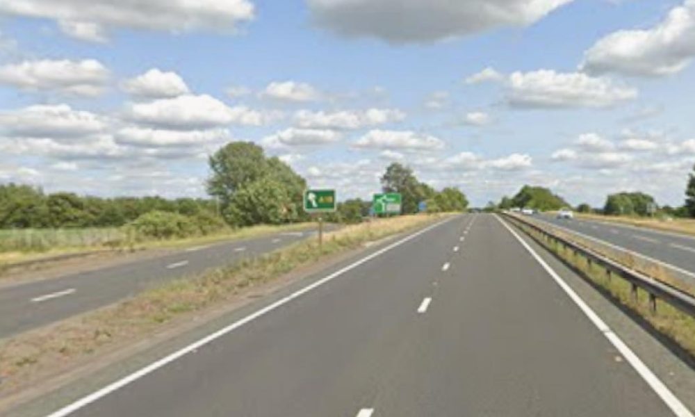 Car on its side after A64 crash near York Designer Outlet