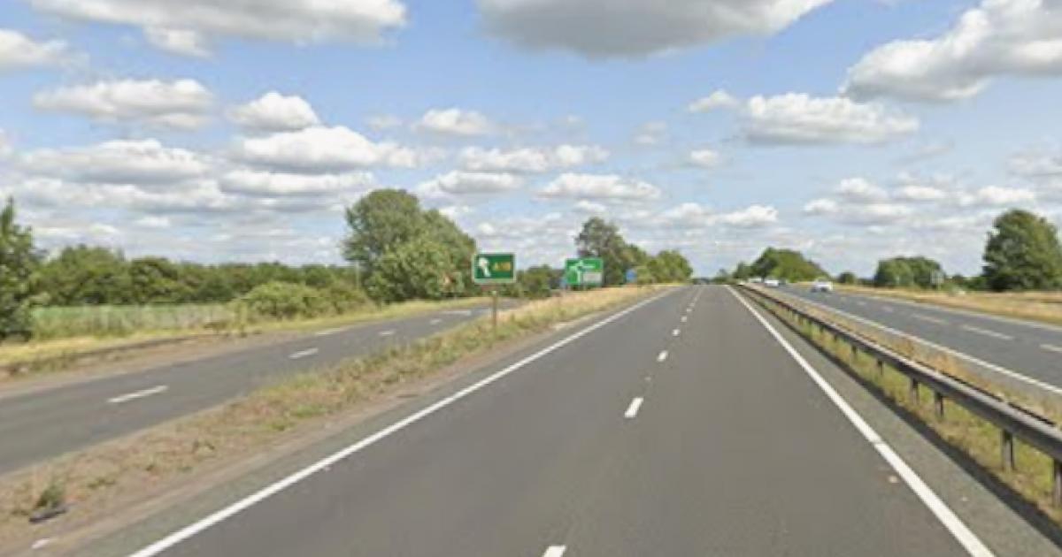 Car on its side after A64 crash near York Designer Outlet