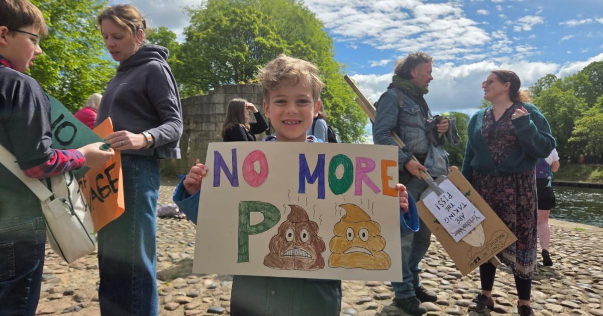 Protest against Ouse pollution in York city centre