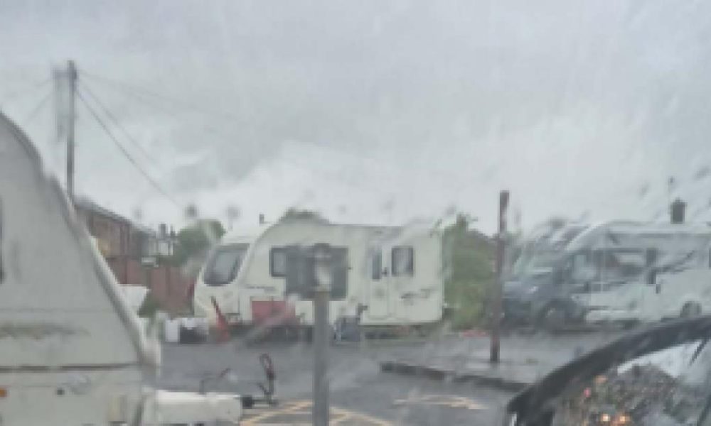 Travellers set up camp at Farnworth's Newbury Community Centre
