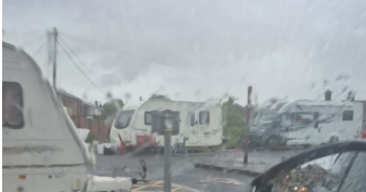 Travellers set up camp at Farnworth's Newbury Community Centre
