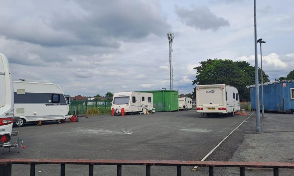 Travellers in Farnworth set up inside New Bury centre grounds