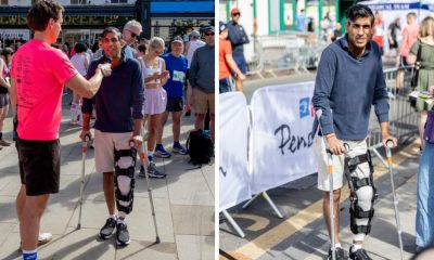 Ex-PM Rishi Sunak on crutches at Northallerton 10K race