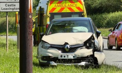 Green Lane A1044 in Yarm taped off after two-car crash