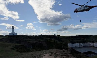 Rescue operation on cliffs near Flamborough Head Lighthouse