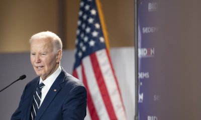 Former President Joe Biden speaks to a crowd during a fundraising event with the South Carolina Democratic Party on February 27, 2026.