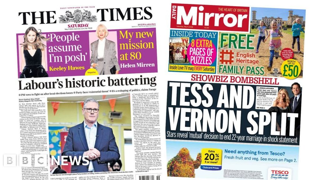 'Labour's historic battering' and 'Vernon and Tess split'
