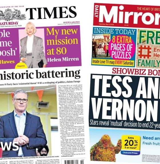 'Labour's historic battering' and 'Vernon and Tess split'