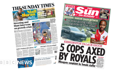 'Agony for Arsenal' and '5 cops axed' at Kensington Palace