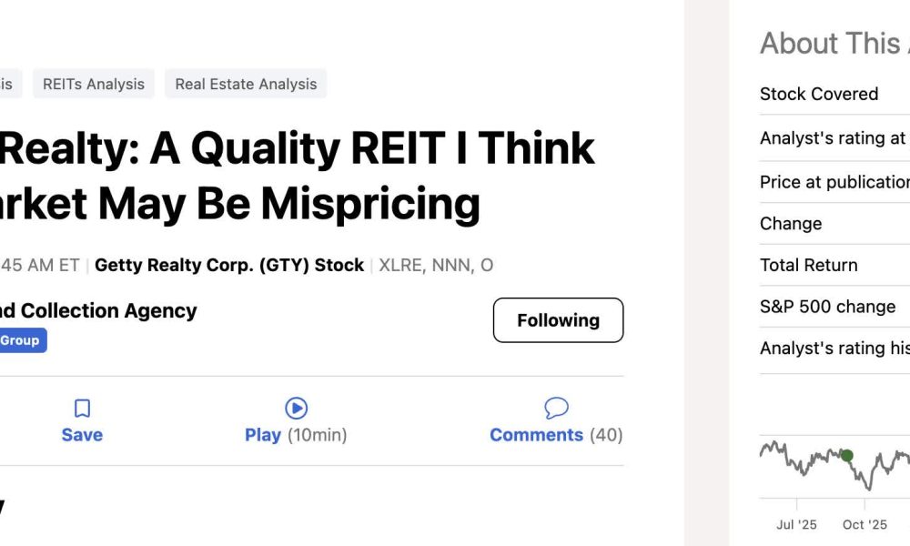 Getty Realty: Stable Income And Quiet Execution Support This Lesser-Known REIT (NYSE:GTY)