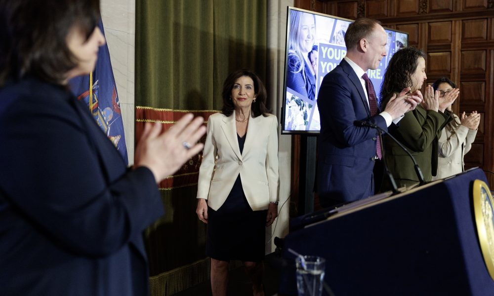 Gov. Kathy Hochul held a budget announcement Thursday morning, but lawmakers say the legislature has not signed off on a plan.