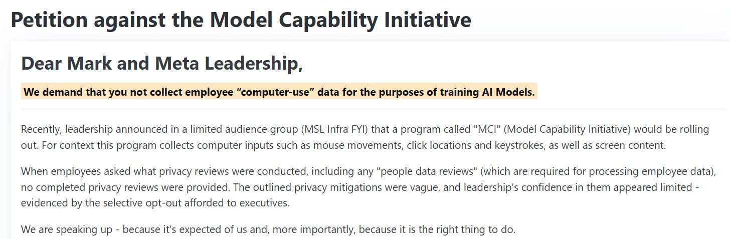 Petition against the Model Capability Initiative