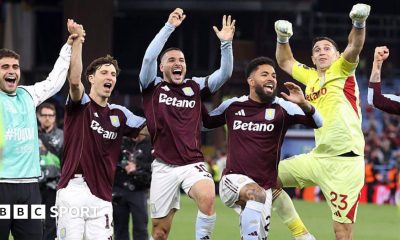 Aston Villa players celebrate