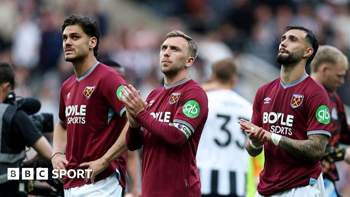 West Ham skipper Jarrod Bowen (centre) after the 3-1 defeat at Newcastle