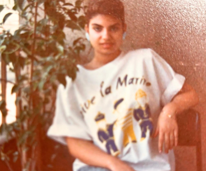 The author two hours before she left Lebanon to immigrate to the United States and reunite with her father after his 13-year absence.