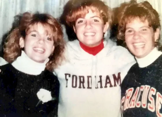 From left: Jenny, the author and their sister, Colleen, pictured when she was home from college in winter 1991.