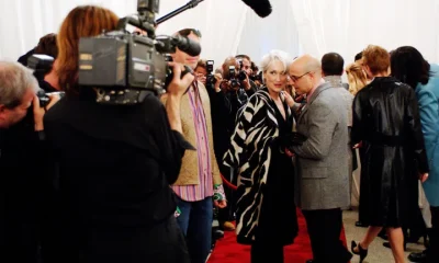 Meryl Streep and Stanley Tucci on the set of The Devil Wears Prada