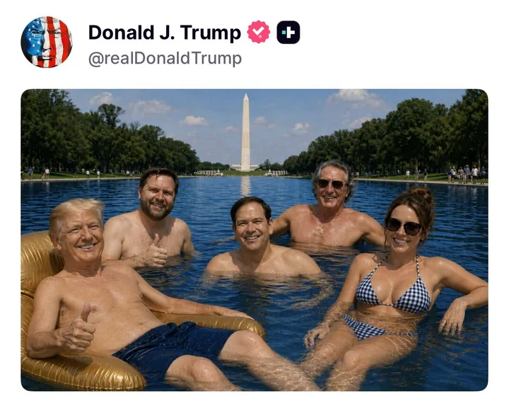 During a Friday night social media spree, President Trump posted this AI-generated image.