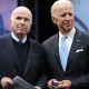 The late Sen. John McCain (R-Ariz.) receives the 2017 Liberty Medal from former Vice President Joe Biden in 2017.