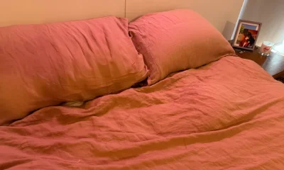The cool linen bedding is intended to keep you cool all night long.