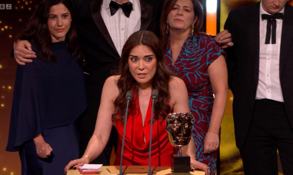 Ramita Navai accepting the TV Bafta on Sunday night