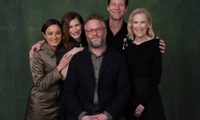 Seth Rogen and Catherine O'Hara pictured with their The Studio co-stars last year
