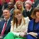 Britain's Rachel Reeves, Shadow Chancellor of the Exchequer, right, Angela Rayner Deputy Leader of the Labour Party, second right, Wes Streeting, Shadow Secretary of State for Health and Social Care, second left, and Yvette Cooper, Shadow Secretary of State for the Home Department at the launch of The Labour party's 2024 general election manifesto in Manchester, England, Thursday, June 13, 2024.