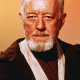 Alec Guinness in character as one of his most famous roles, Star Wars' Obi-Wan Kenobi