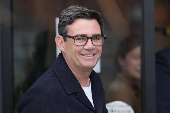 Andy Burnham the Mayor of Manchester arrives a fringe meeting during the annual Labour Party conference in Liverpool, England, Sept. 29, 2025.