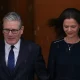 Britain's Prime Minister Keir Starmer and wife Victoria leave 10 Downing Street to attend the State Opening of Parliament at the Houses of Parliament in London, Wednesday, May 13, 2026.