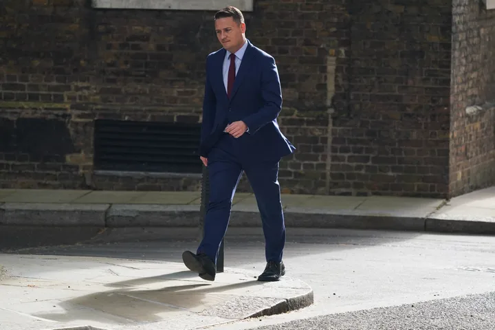 Britain's Health Secretary Wes Streeting arrives in Downing Street for a meeting with Prime Minister Keir Starmer in London, Wednesday, May 13, 2026.
