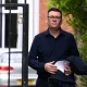 Andy Burnham leaving his home before going to Wembley to watch the FA Cup Final.