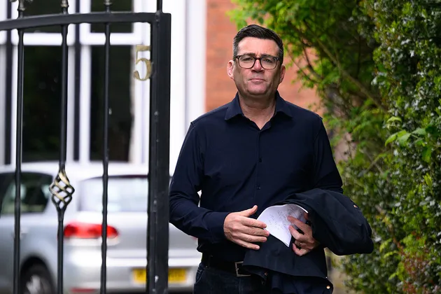 Andy Burnham leaving his home before going to Wembley to watch the FA Cup Final.