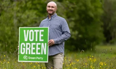 Former Green Party Candidate Chris Kennedy poses for a portrait at Low Hall Nature Reserve on May 21, 2026 in Wigan, England.