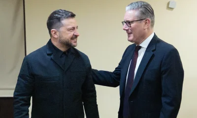 Britain's Prime Minister Keir Starmer (R) and Ukraine's President Volodymyr Zelensky (L) attend a bilateral meeting ahead of the 8th European Political Community (EPC) summit in Yerevan on May 3, 2026.