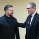Britain's Prime Minister Keir Starmer (R) and Ukraine's President Volodymyr Zelensky (L) attend a bilateral meeting ahead of the 8th European Political Community (EPC) summit in Yerevan on May 3, 2026.