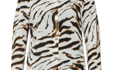 8Coco Jones In Ganni Zebra Print Cardigan And Matching Denim Shorts At Knicks ECF Game