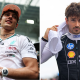 A split image of Kimi Antonelli and Charles Leclerc