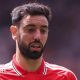 Bruno Fernandes playing for Manchester United, wearing the club's red kit