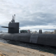 People stand on top of a US Navy Ohio-class ballistic missile submarine that arrived in Gibraltar on 10 May 2026. The Pentagon released its location.