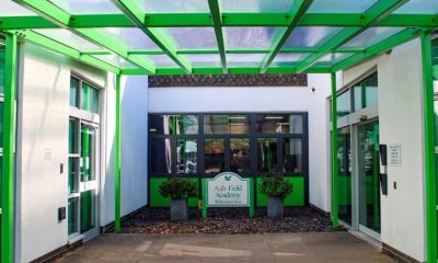 Entrance at Ash Field Academy in Leicester, where staff are willing to strike over suspended union rep Tom Barker Support staff