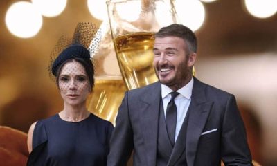 Composite image showing Victoria and David Beckham in front of a photo of champagne glasses being clinked Number of UK billionaires doubles since 2010