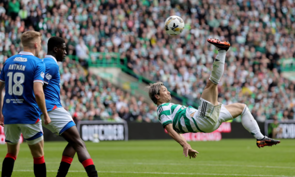 Celtic’s Daizen Maeda scores an outrageous overhead kick