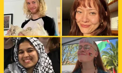 Charlotte Head, Samuel Corner (top row) Leona Kamio and Fatema Rajwani (bottom row) are the remaining Filton 24 anti-genocide activists waiting for retrial