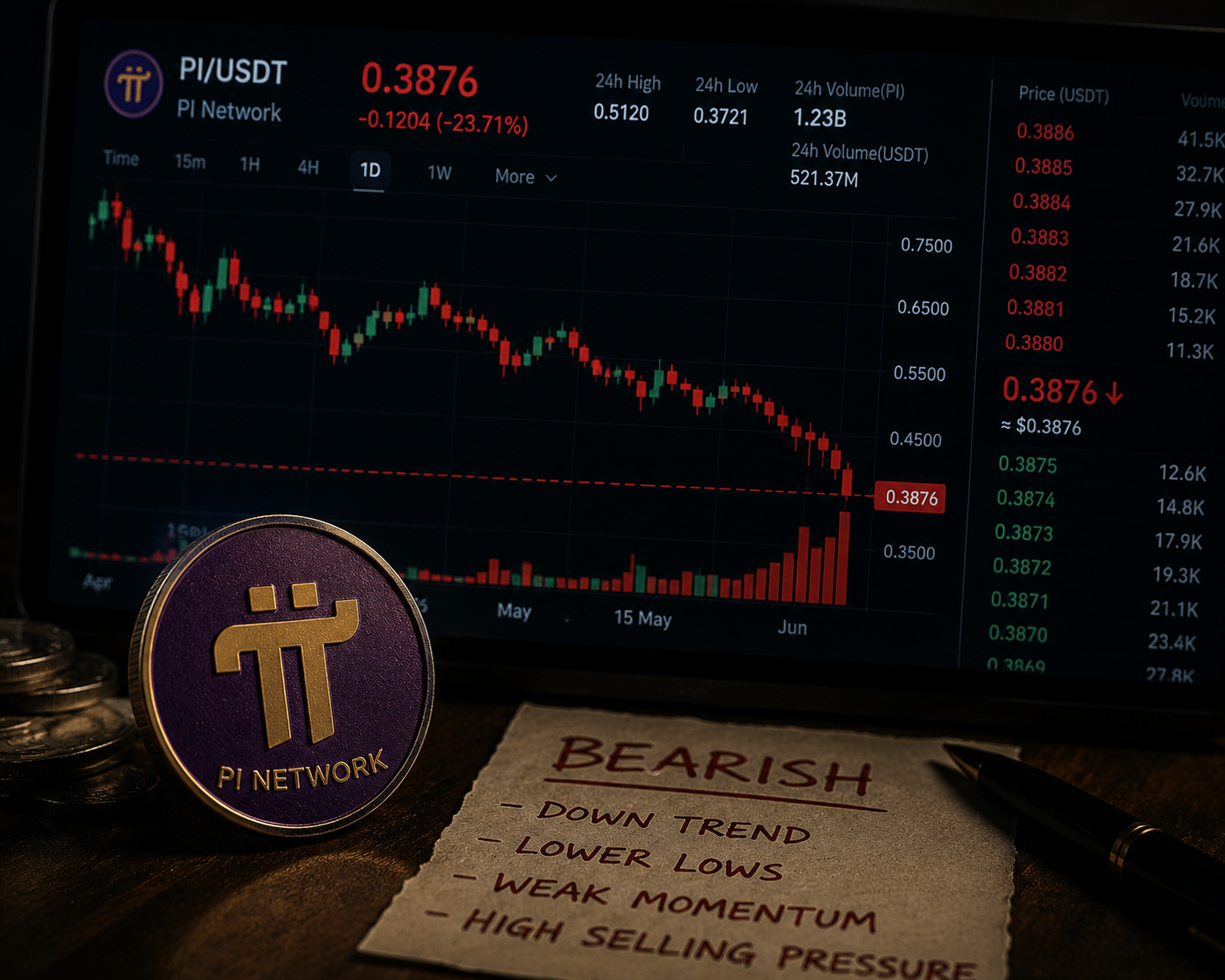 PI dips below the $0.1700 support level