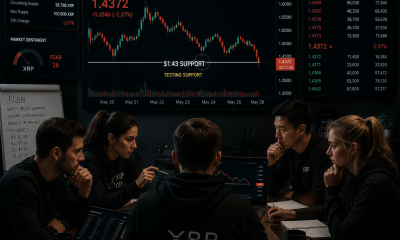 Traders observing as XRP declines towards $1.43