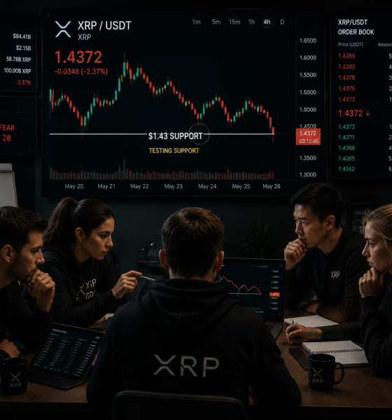 Traders observing as XRP declines towards $1.43