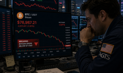 Bitcoin drops below $77k