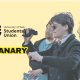 A picture of a Restore Britain Society fan holding a camera. On the left are both the University of York Student Union Logo and the Canary UK logo